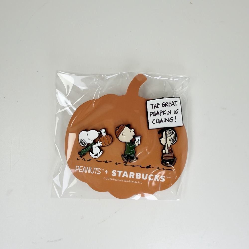 Starbucks x Peanuts Snoopy Pumpkin Pin Set 2026 New Authentic USA